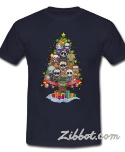 Horror characters nightmare christmas tree t shirt