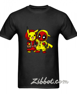 Baby Pikachu Pokemon and Deadpool tshirt