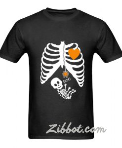 pregnant skeleton halloween t shirt