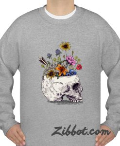skull with flowers sweatshirt