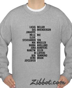 stranger things cast names sweatshirt