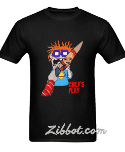 rugrats scary chucky doll with knife t shirt