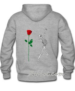 skeleton hold the rose hoodie back