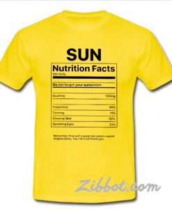 sun nutrition facts t shirt