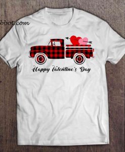 Happy Valentine’s Day Plaid Red Car With Heart t shirt