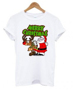 Santa And Reindeer Merry Christmas T-shirt
