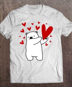 Dabbing Polar Bear Heart Valentine t shirt