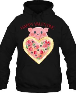 Happy Valentine Pig With Heart Pizza hoodie