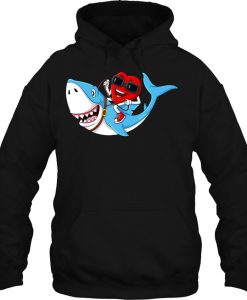 Heart Riding Shark Valentine’s Day hoodie