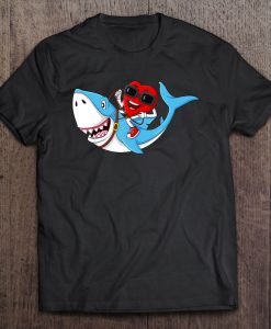 Heart Riding Shark Valentine’s Day t shirt