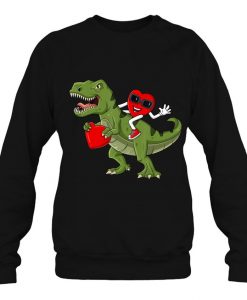 Heart Riding T-Rex Valentine sweatshirt