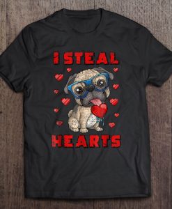 I Steal Hearts Pug Dog Valentine’s Day t shirt