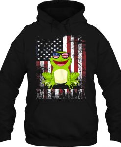 Merica Frog With Glasses American Flag hoodie