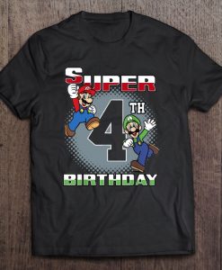 Super 4th Birthday Super Mario t shirt