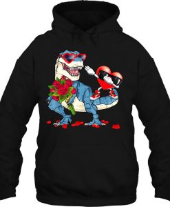 T-Rex Dinosaur Valentine Dabbing Heart hoodie