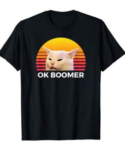 cat on boomer t shirt