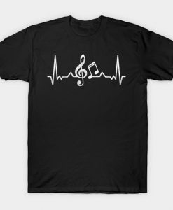 Music Retro Heartbeat Treble Clef T-Shirt