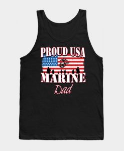 Proud Marine Dad USA Military Fathers Day Tank Top