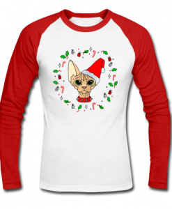 sphynx cat christmas raglan t shirt