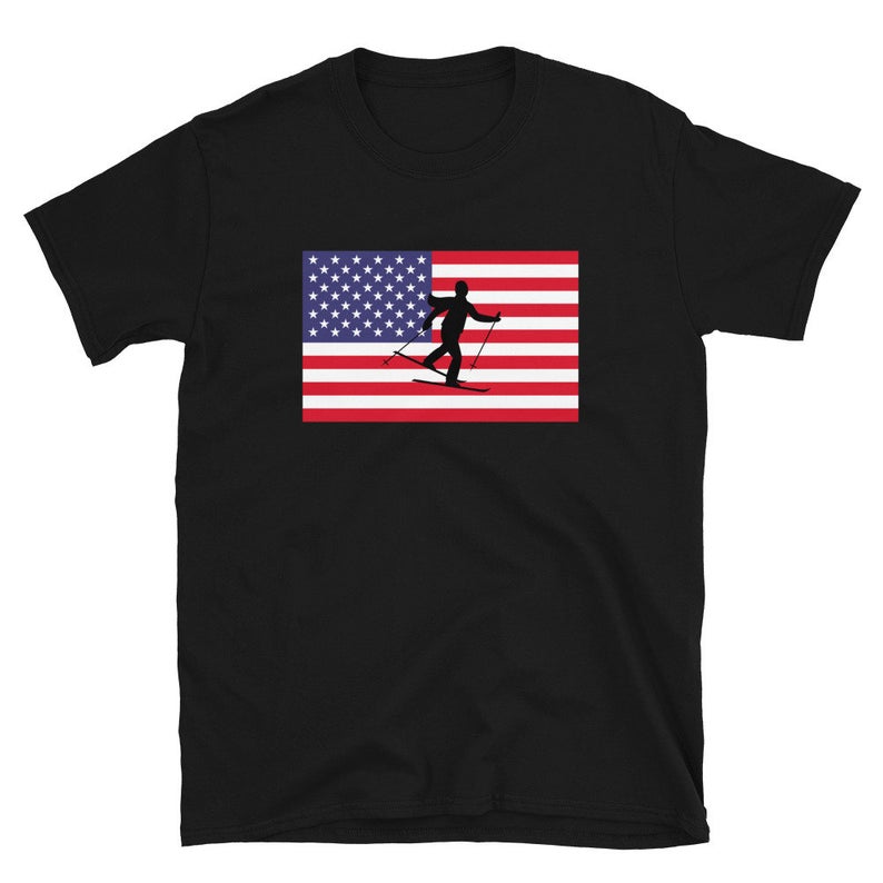 America Skiing Winter Sports Gift T-shirt