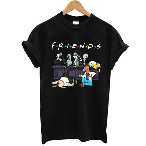Drunk Friends Homer Simpson Bender Rick And Morty Peter Griffin Sterling Archer t shirt