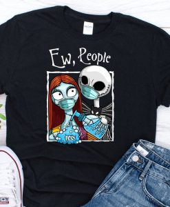 Jack and Sally Wearing Facemask and Hand sanitizer Shirt