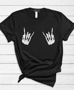 Halloween Skeleton Rock On Hands T Shirt