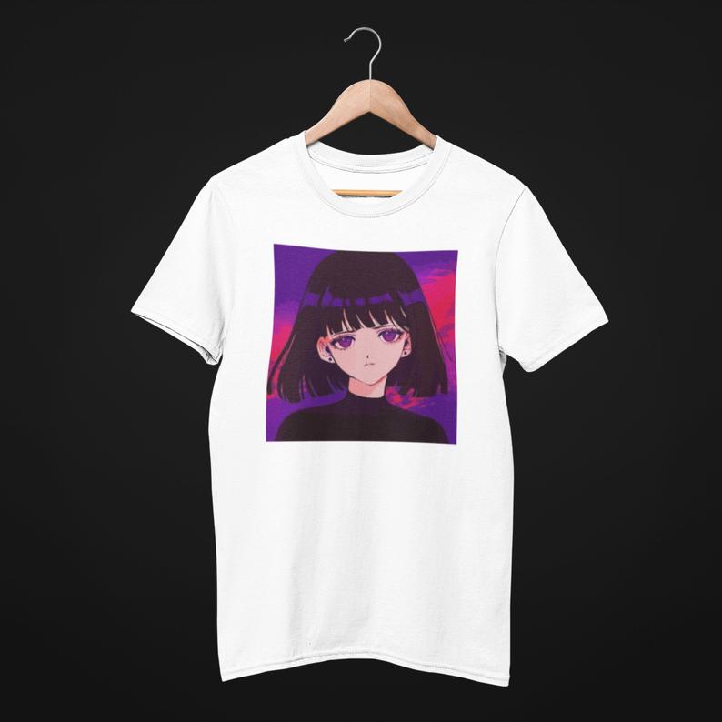 Anime Girl Purple Sad t shirt