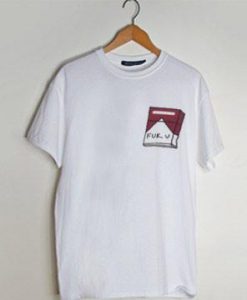 Brandy Melville Fitted White Fuk U Cigarette Box T shirt