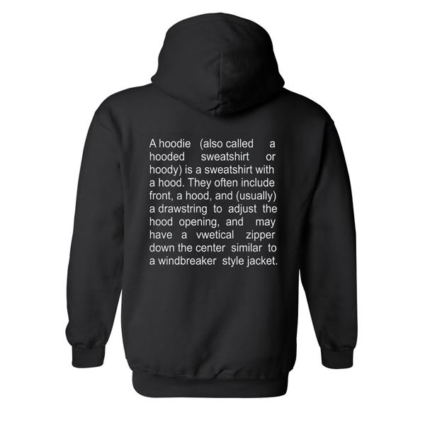 the description of a hoodie back