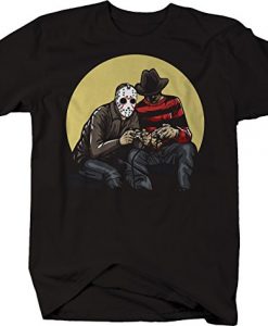 Horror Scary Movie Villains Playing Video Games t shirt