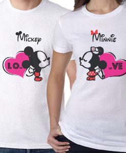 Mickey and Minnie Valentines Day Couple T-Shirt