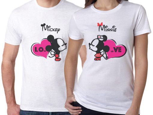 Mickey and Minnie Valentines Day Couple T-Shirt