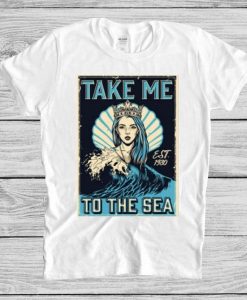 Mermaid Nautical Vintage Tale Me To The Sea Poster T-Shirt