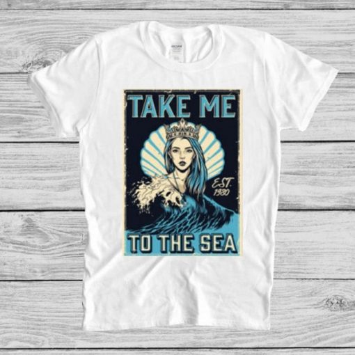 Mermaid Nautical Vintage Tale Me To The Sea Poster T-Shirt