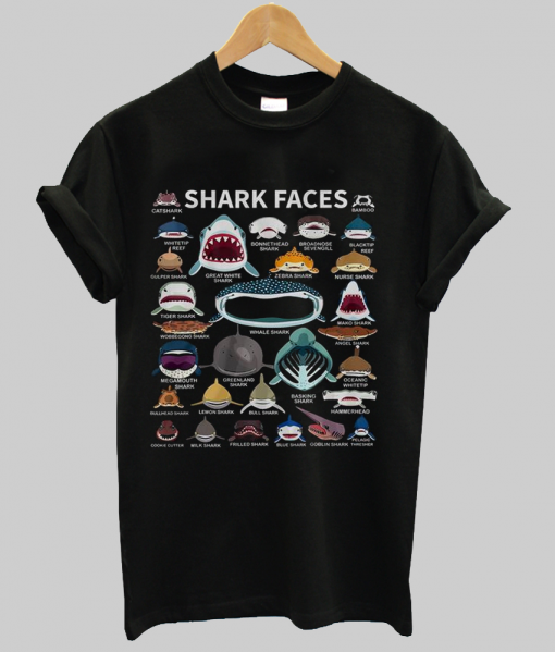 Shark Faces Of The World tshirt