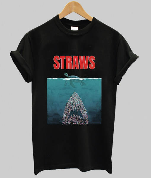 Straws Turtles Jaws Shark TShirt