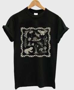 frog and mushroom botanical t-shirt