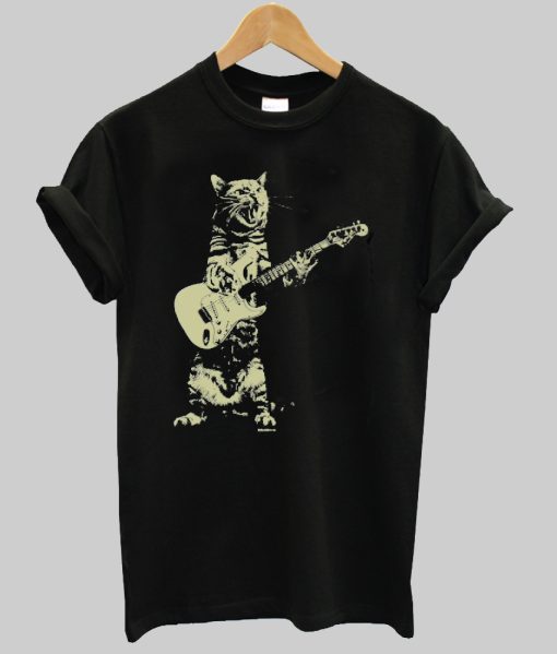 Cat playing guitar shirt