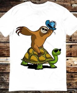 Sloth Cowboy Riding Turtle T Shirt