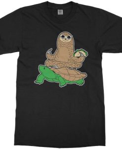 Sloth Riding Turtle Kids tshirt
