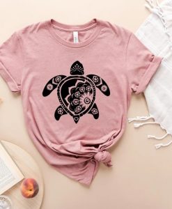 Turtle Floral Mandala T Shirt