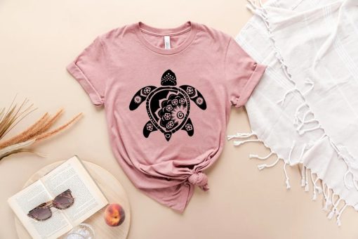 Turtle Floral Mandala T Shirt