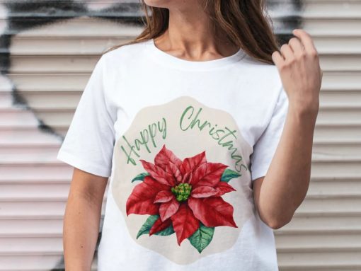 Happy Christmas Poinsettia tshirt