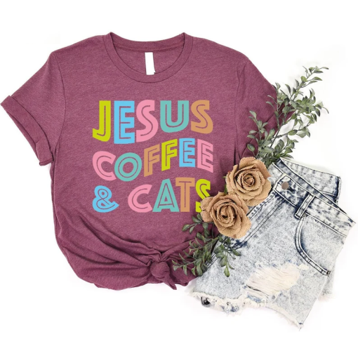 Jesus Coffee and Cats Shirts