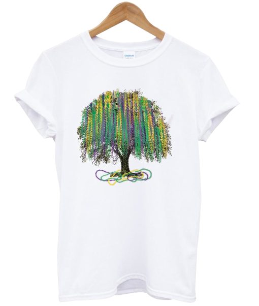 Watercolor Mardi Gras Bead Tree tshirt