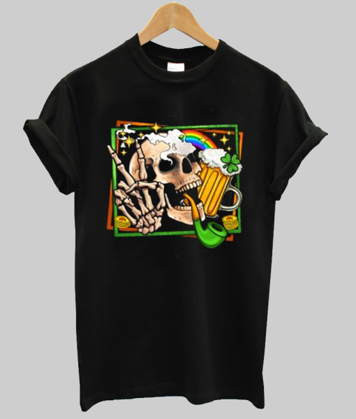 St Patricks Day Peace Skull T-Shirt