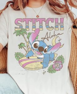 Cute Disney Lilo & Stitch Aloha Tropic Surf Stitch Retro Shirt