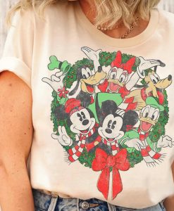 Group Shot Christmas Wreath Mickey And Friends Christmas Wreath Shirt