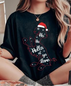 Ho Ho Holla At Ya Llama Santa Hat Christmas Shirt